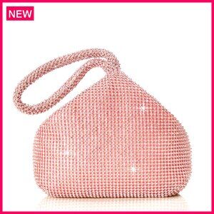 Rhinestone Clutch Evening Bag Sparkly Glitter Triangle Purse for Prom Wedding